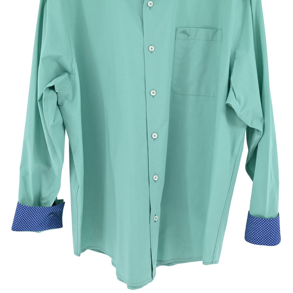 Tommy Bahama IslandZone Mens XL Seafoam Green Pima Cotton Resort Shirt Luxe EUC - Picture 7 of 16